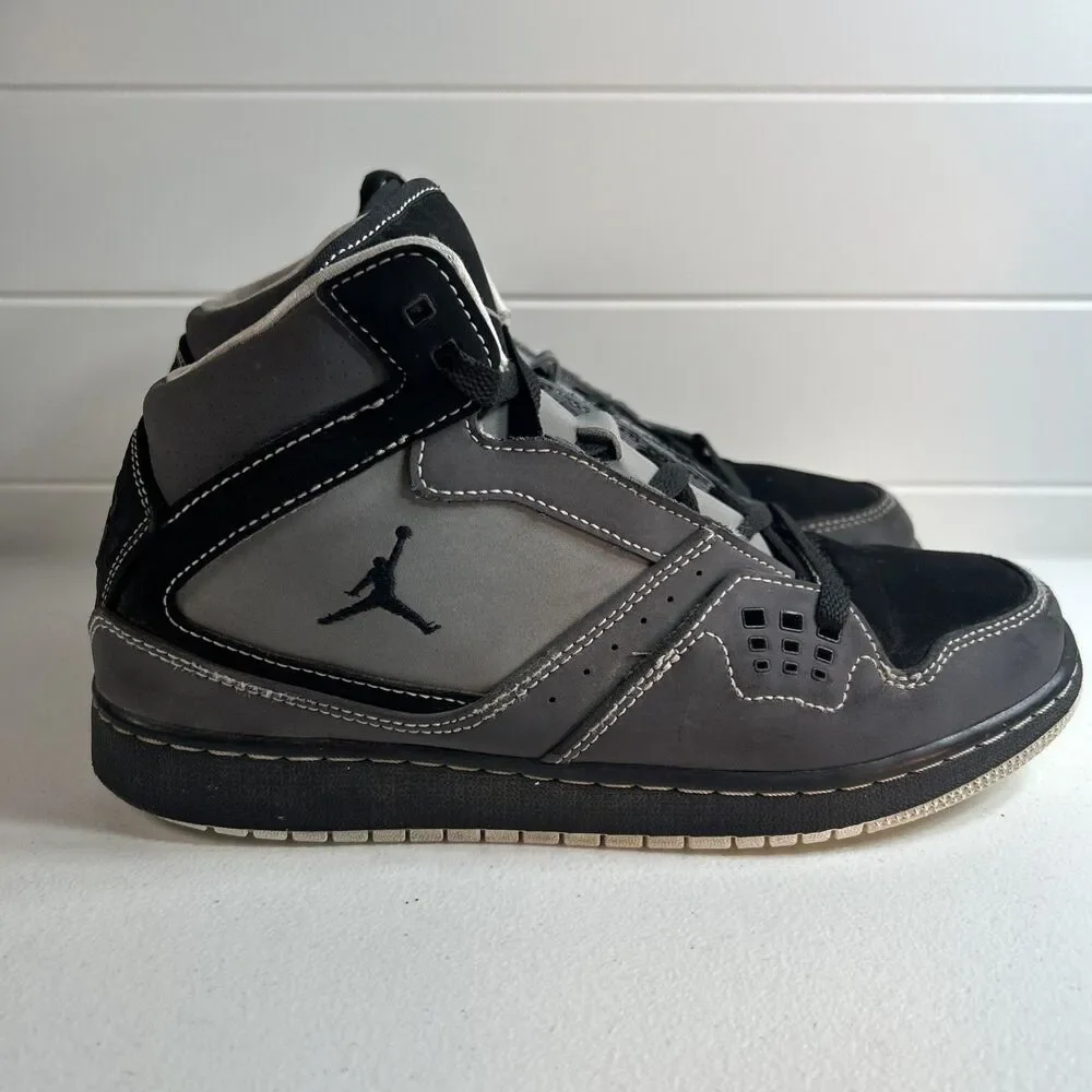 Nike Air Jordan Flight 1 Basketball Shoes Boys 7 Y Gray Leather Sneakers Kids